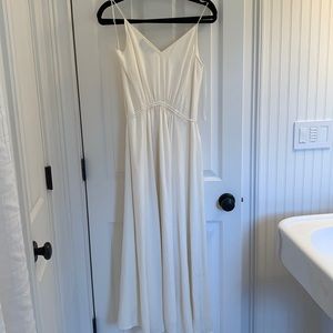 Theory white silk maxi dress with drawstring waist